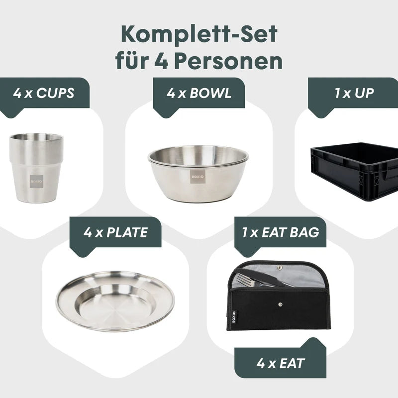BOXIO COOK UP Eurobox mit Geschirr und Besteck 28-teilig