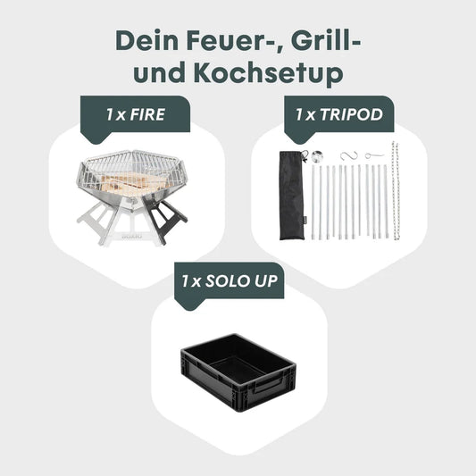 BOXIO FIRE BUNDLE Feuerschale mit Grill in Eurobox