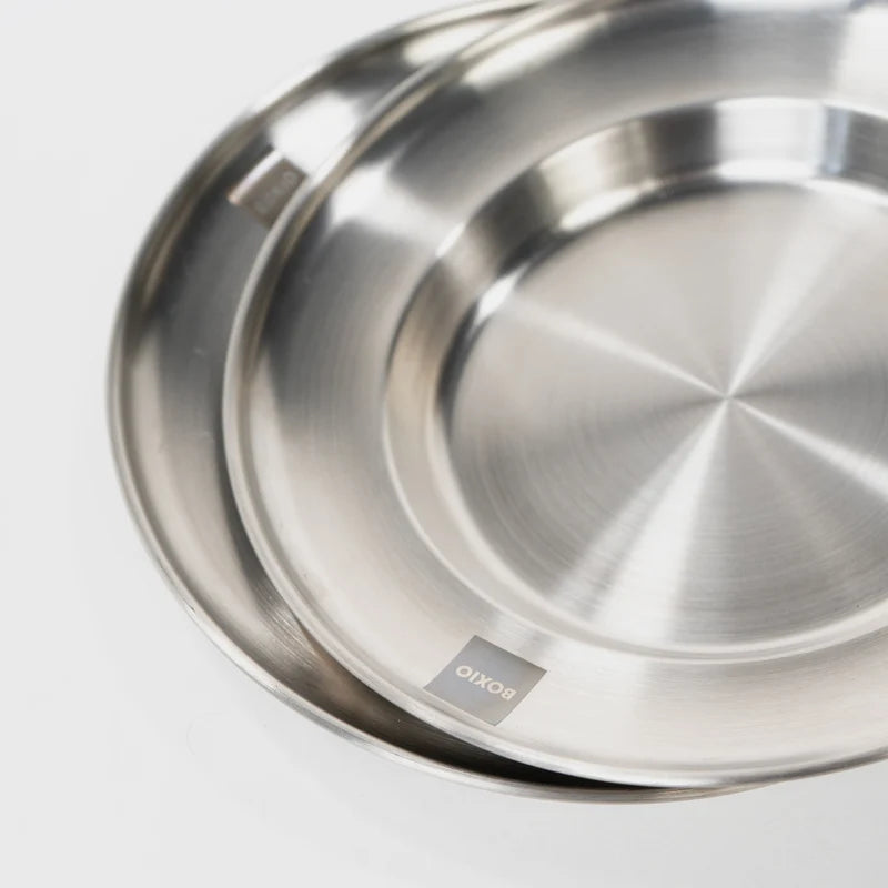 BOXIO PLATE 2er-Set Camping Teller Set aus Edelstahl